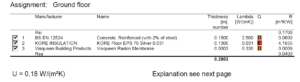 Result of the ground floor U-value calculation