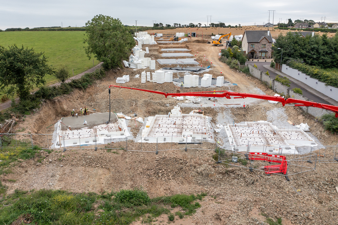 KORE Insulated Foundation showing three foundations on a large-scale development in Cork