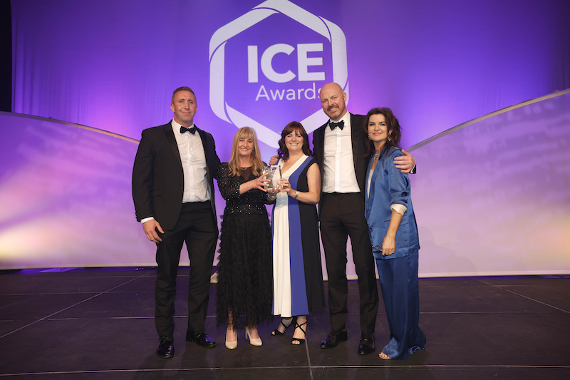 Jonathan Malone, Caroline Ashe and Steven Magee accept award for Innovation in Construction at ICE Awards 2023
